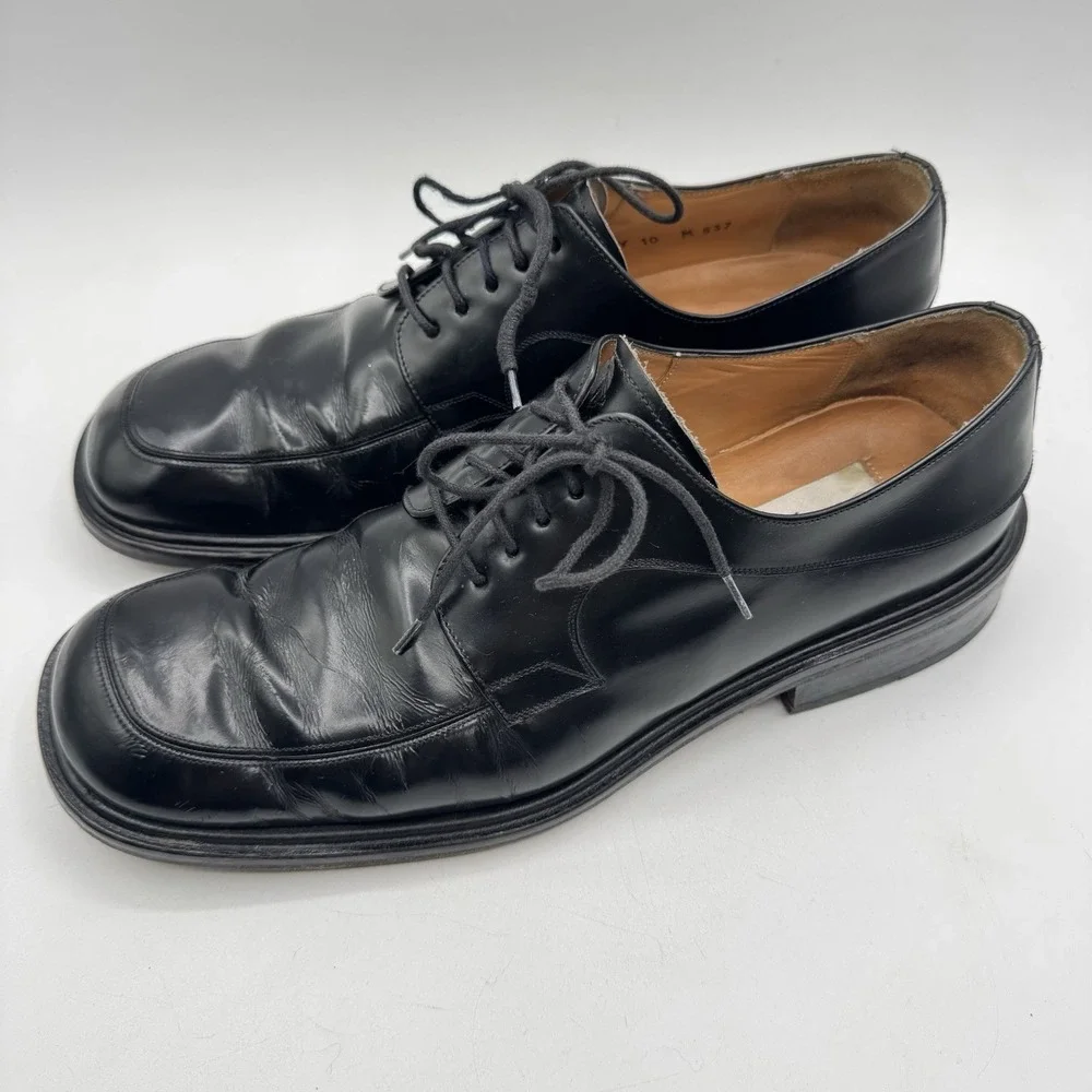 Mezlan Alcoy Vintage Y2K Black Leather Chunky Oxford Mens Sz 10 Black Platform